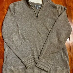Eddie Bauer Brown Quarter-Zip Sweater